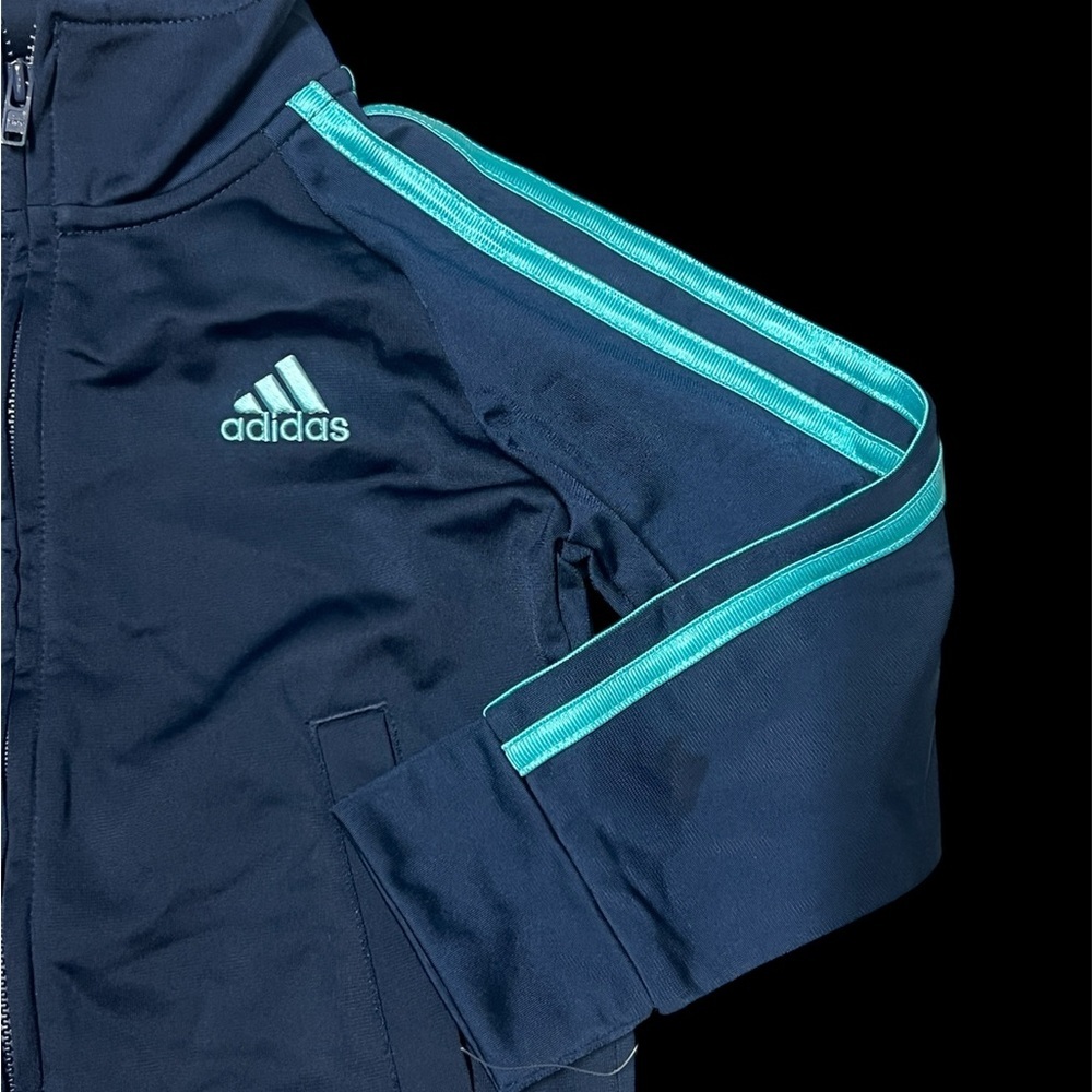 Adidas Kids Dark Blue Joggers with Teal Stripes  Size 2T - Picture 2 of 4